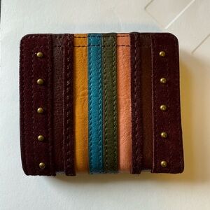 Fossil Bifold Leather and Suede Grommet Wallet Like New!